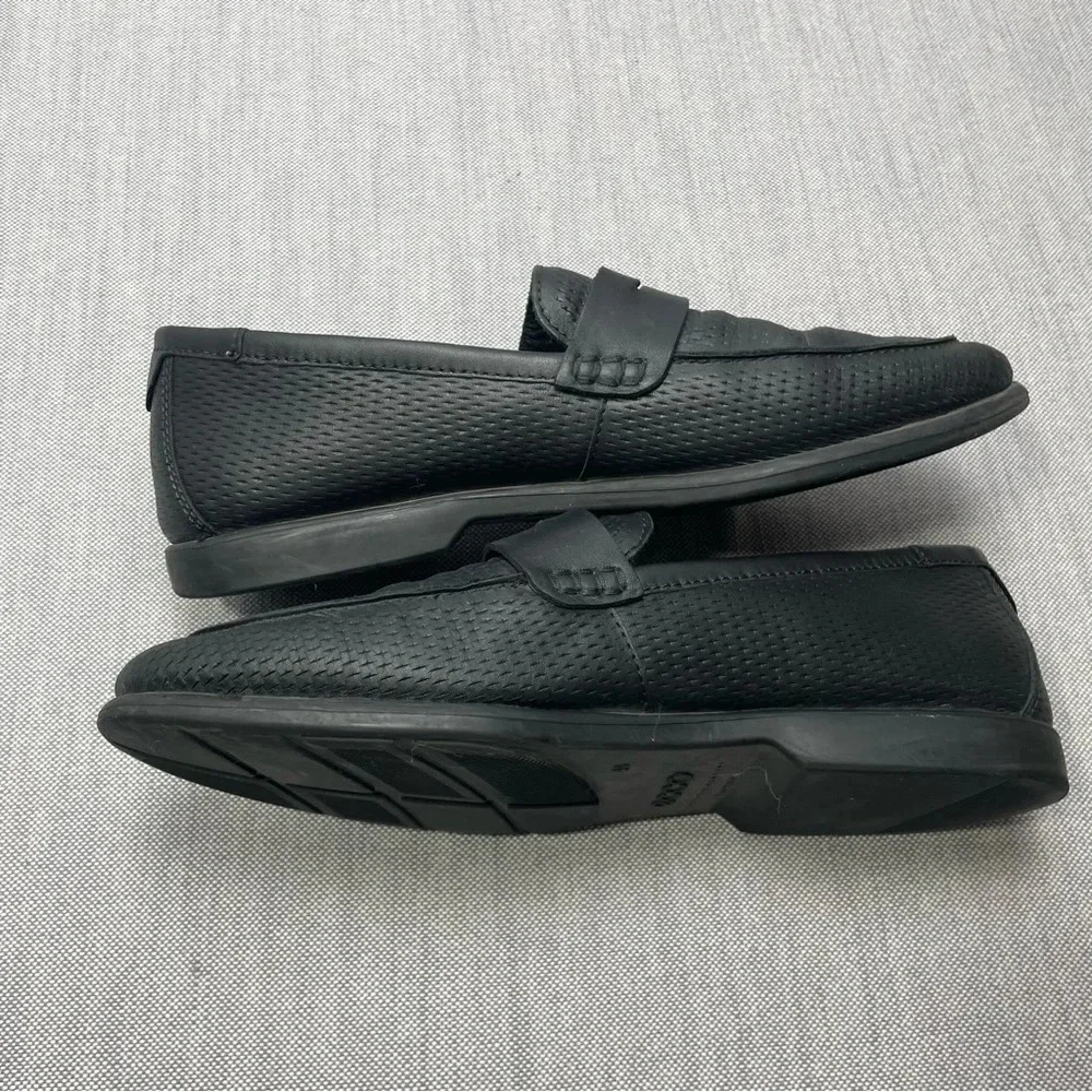 Ecco Leather Perforated Moccasin Loafer Driving Shoes